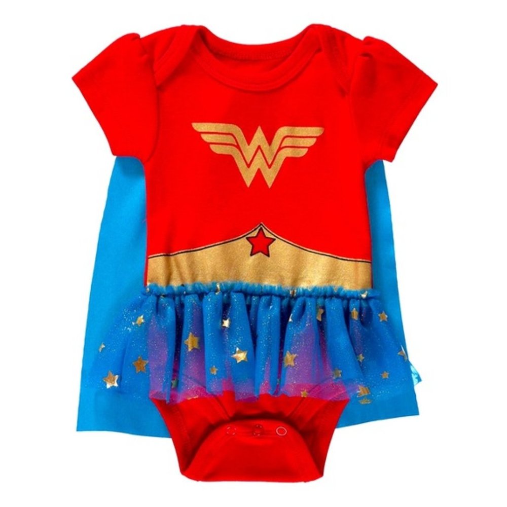 DC Comics Wonder Woman Costume, Bodysuit with Detachable Cape Size 0-3M NWT